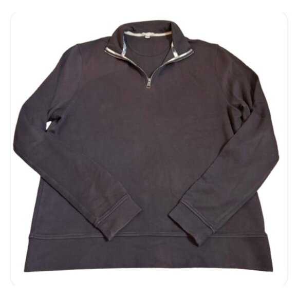 Burberry Brit XXL Cigar Brown Tartan Novacheck Trim 1/4 Zip Roadster Sweater - Picture 10 of 16